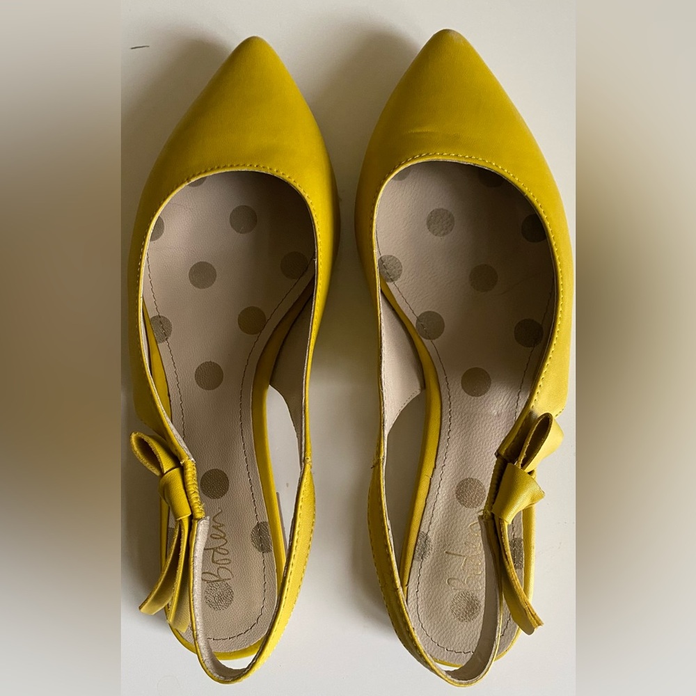 Boden Hilary Sling Backs Pointed Toe Leather Flats - Mimosa Yellow